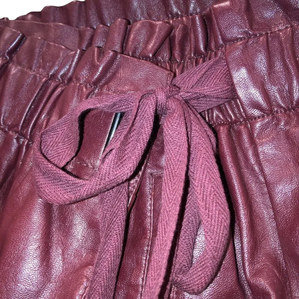 jolt wine eggplant vegan leather wrap paper bag skirt S 27